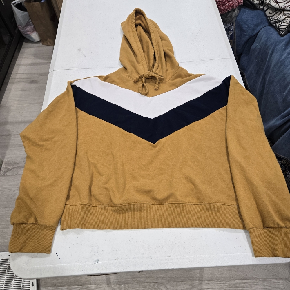 Ambiance Mustard Hoodie with Navy and White Chevron